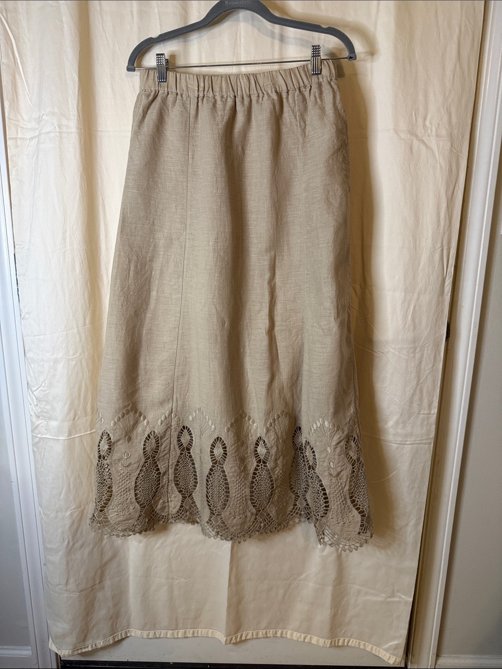 Chico's Neutral Beige Maxi Skirt with Cutwork Hem